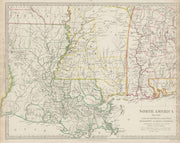 US GULF COAST Louisiana Mississippi Alabama FL. Indian villages. SDUK 1844 map
