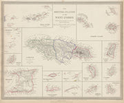 BRITISH WEST INDIES Jamaica Trindad Antilles Virgin Cayman Islands SDUK 1844 map
