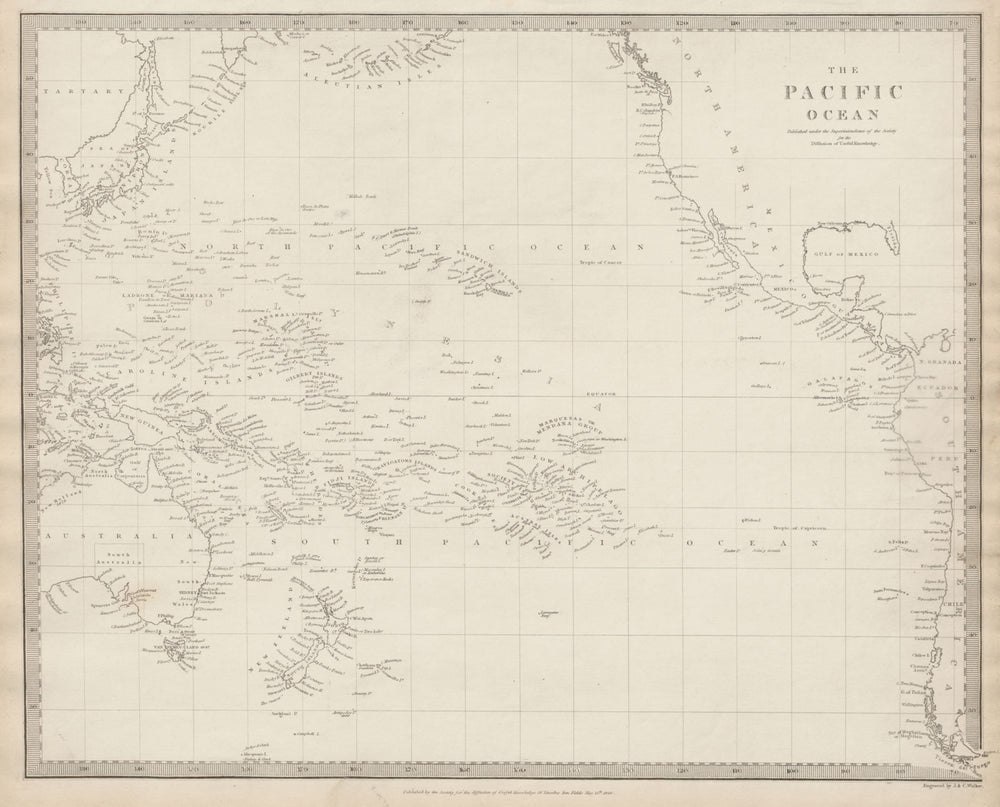 PACIFIC OCEAN Australasia Polynesia Oceania Sandwich Islands. SDUK 1844 map