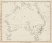AUSTRALIA in 1839 shows dates colonies established. Population. SDUK 1844 map