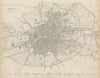 DUBLIN antique town city map plan. Key buildings profiles. SDUK 1844 old