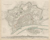FRANKFURT AM MAIN antique town city map plan. Panorama.am Mayn. SDUK 1844