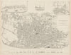 LIVERPOOL antique town city map.Inset view & plan in 1729. Buildings SDUK 1844