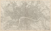 LONDON in 1843 antique town city map plan. LARGE 65x40 cm. SDUK 1844 old