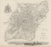 MOSCOW MOSKAU antique town city map plan & panorama. Kremlin. SDUK 1844