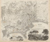NAPLES NAPOLI antique town city map plan & view. Castello St Elmo. SDUK 1844