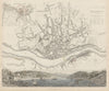 OPORTO PORTO antique town city map plan & panorama. Inset environs. SDUK 1844