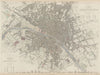 PARIS antique town city map plan. Building profiles. LARGE 55x40cm SDUK 1844