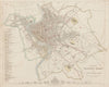 ROME ROMA antique town city map plan & building profiles. Colour. SDUK 1844