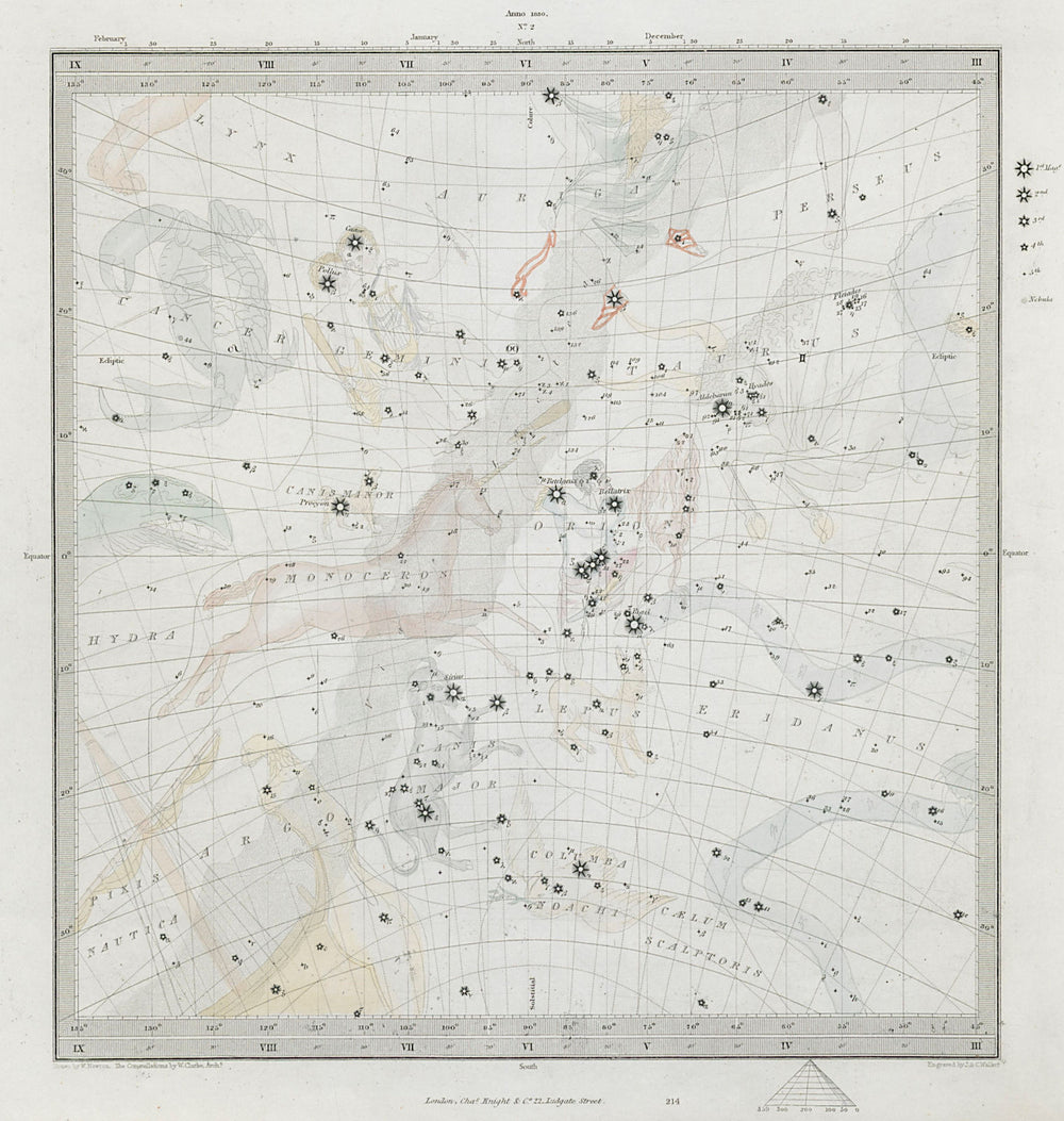 ASTRONOMY CELESTIAL Star map chart signs 2 Summer Solstice. SDUK 1847 old