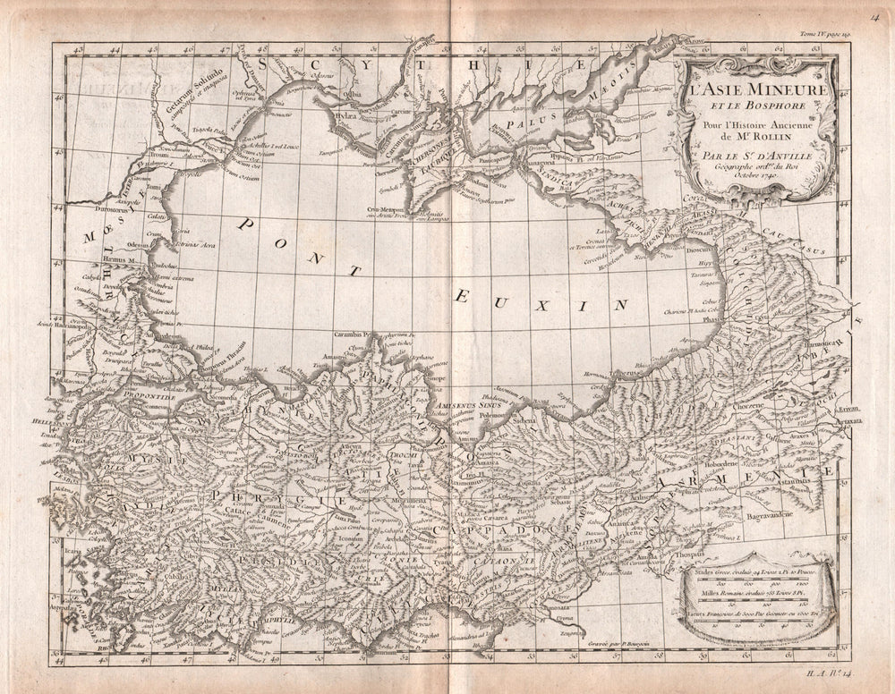 L'Asie Mineure & le Bosphore. Turkey / Anatolia & Black Sea. D'ANVILLE 1740 map