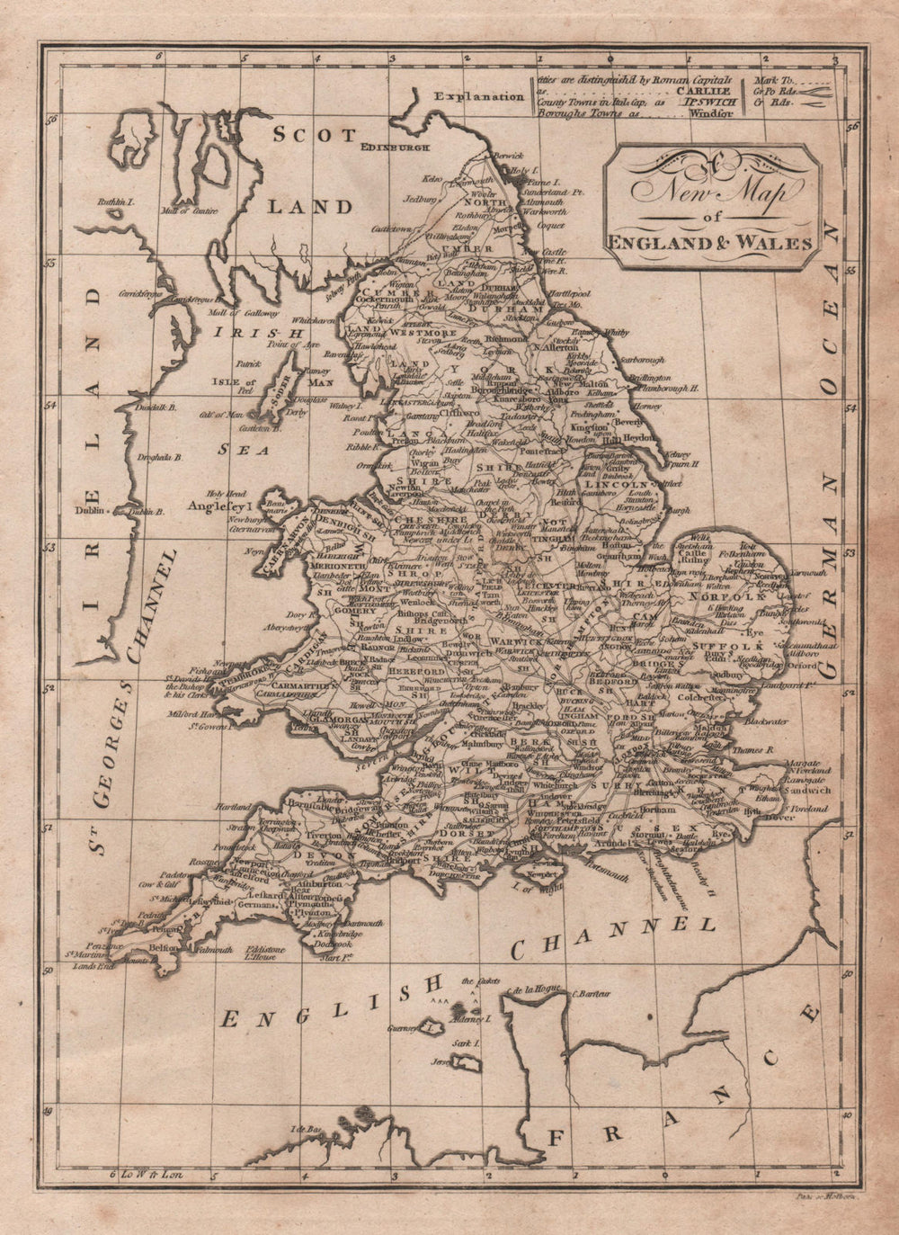 A new map of England & Wales. PAAS 1800 old antique vintage plan chart