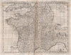 A New and Correct map of France. TINDAL c1745 old antique plan chart