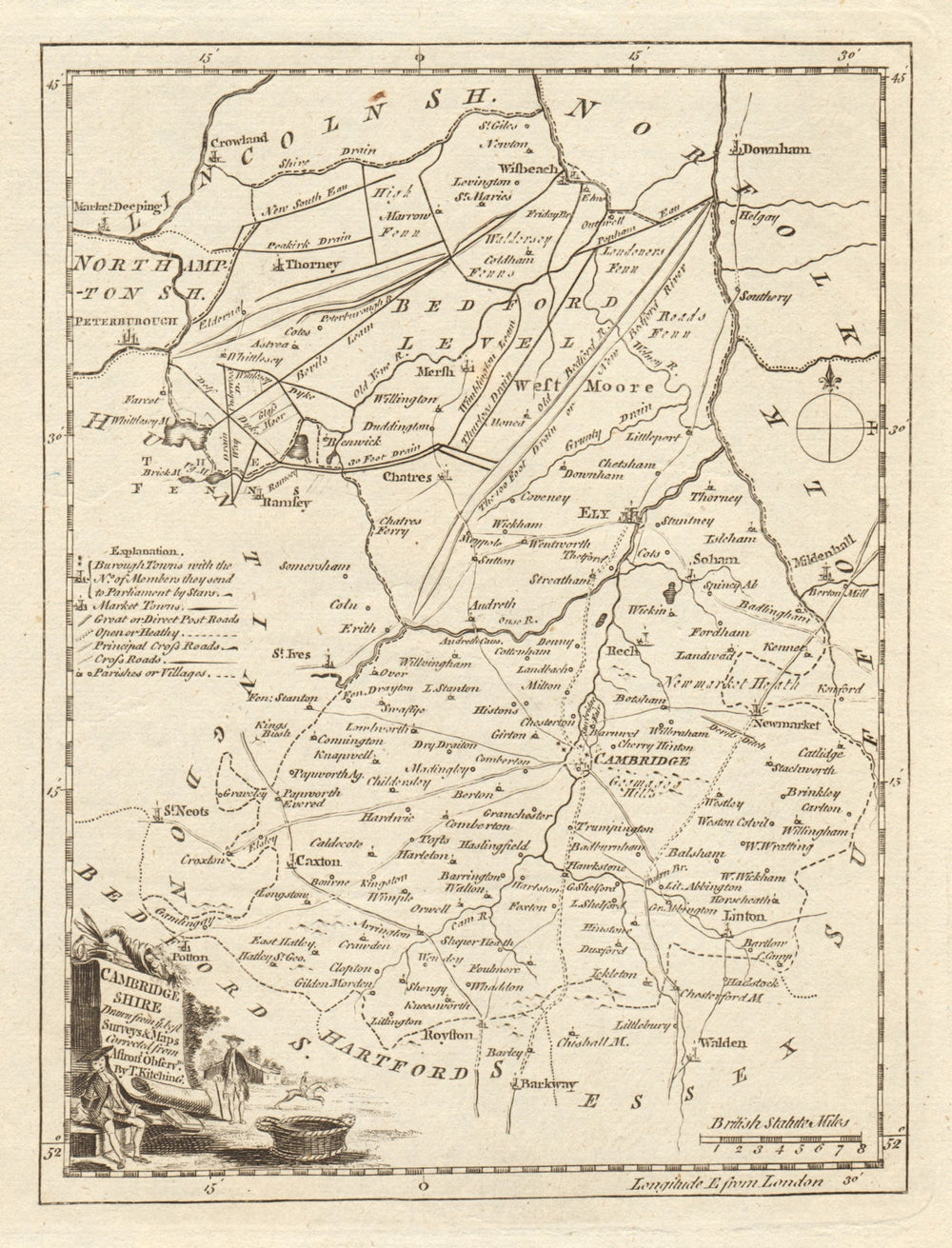 Cambridge Shire drawn from the best Surveys… Cambridgeshire. KITCHIN 1763 map