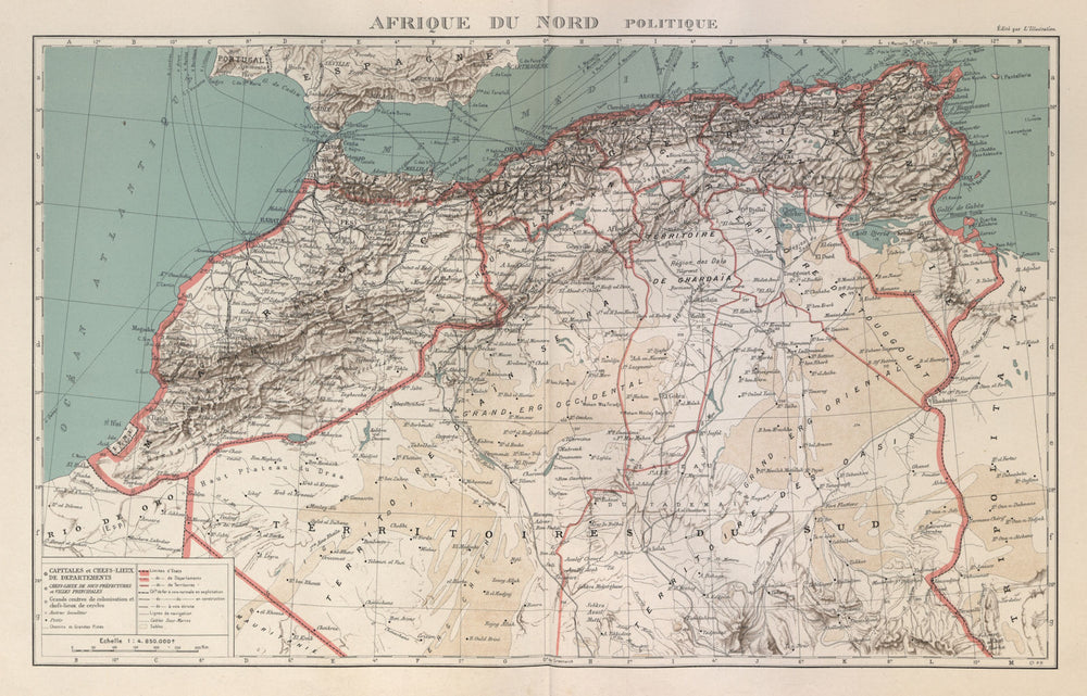 COLONIAL FRENCH NORTH AFRICA. Afrique du Nord. Politique. Political 1931 map