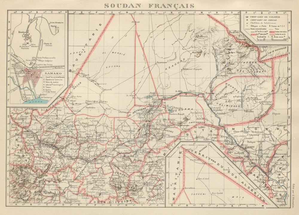 FRENCH SUDAN (Now Mali). Soudan Français. Bamako city plan de la ville 1931 map