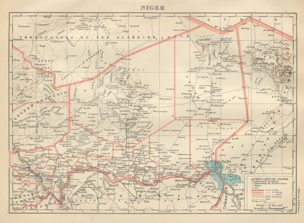 TERRITOIRE DU NIGER. French West Africa. Afrique Occidentale Française 1931 map
