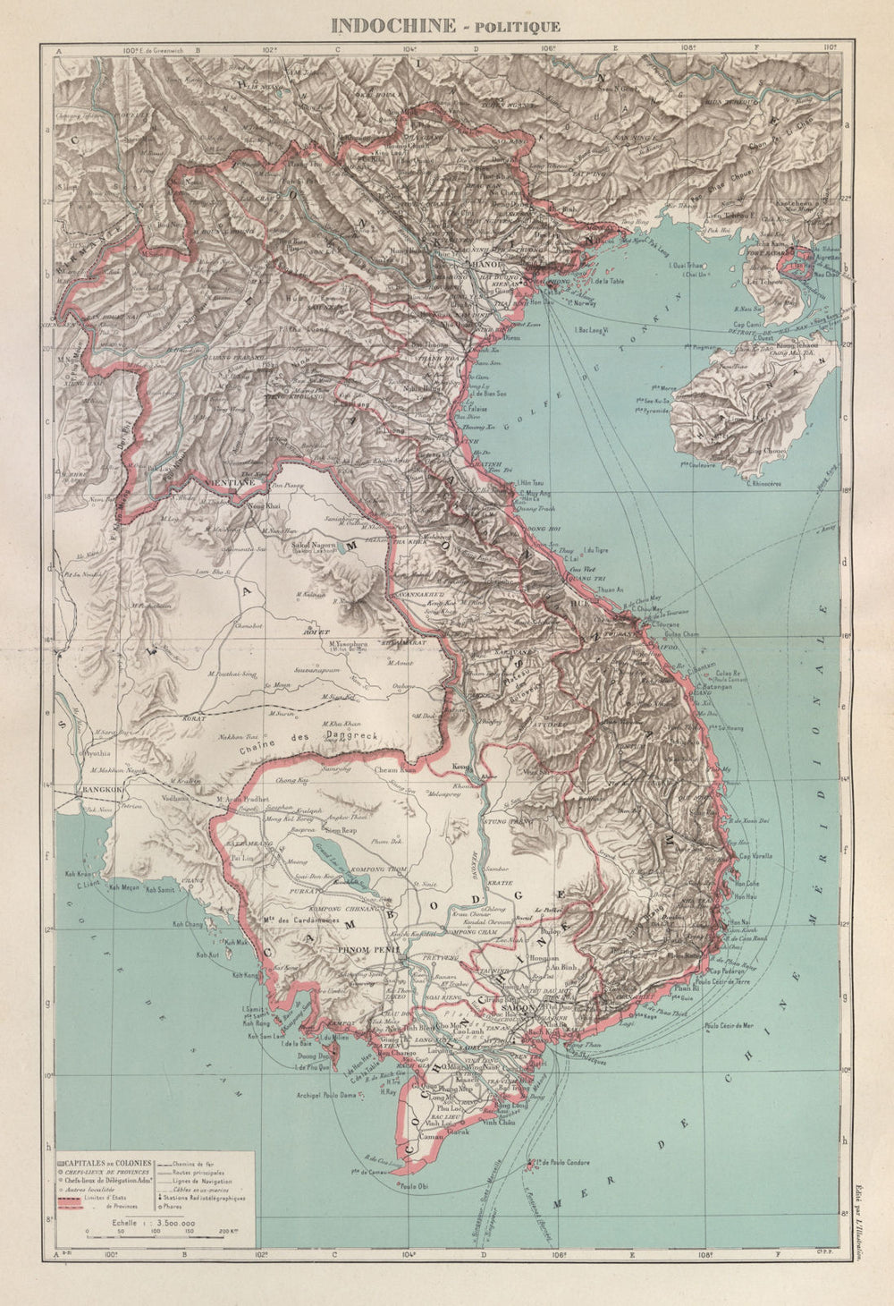 COLONIAL FRENCH INDOCHINA. Indochine française. Politique. Political 1931 map