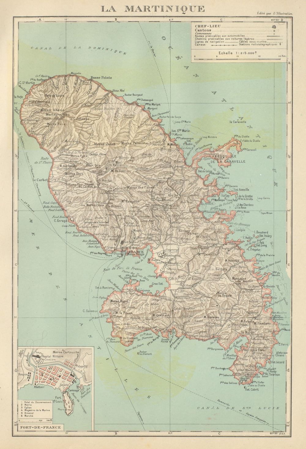 MARTINIQUE. Fort-de-France plan. Antilles françaises French West Indies 1931 map