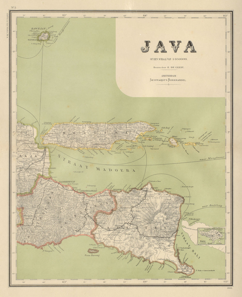 DUTCH EAST INDIES Indonesia. East JAVA. Madura Surabaya DORNSEIFFEN 1902 map