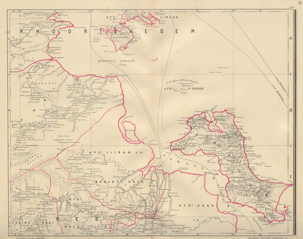 DUTCH EAST INDIES SUMATRA Bangka Palembang Jambi Lingga DORNSEIFFEN 1902 map