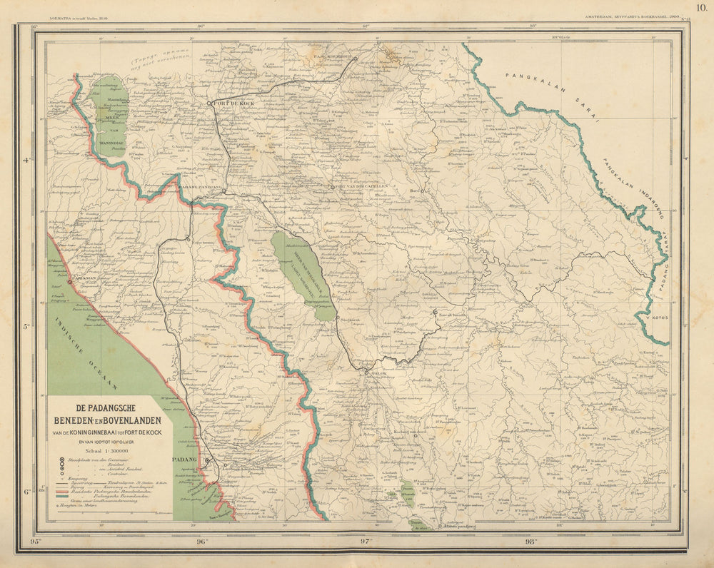 DUTCH EAST INDIES SUMATRA Padang Bukittingi Fort de Kock DORNSEIFFEN 1902 map