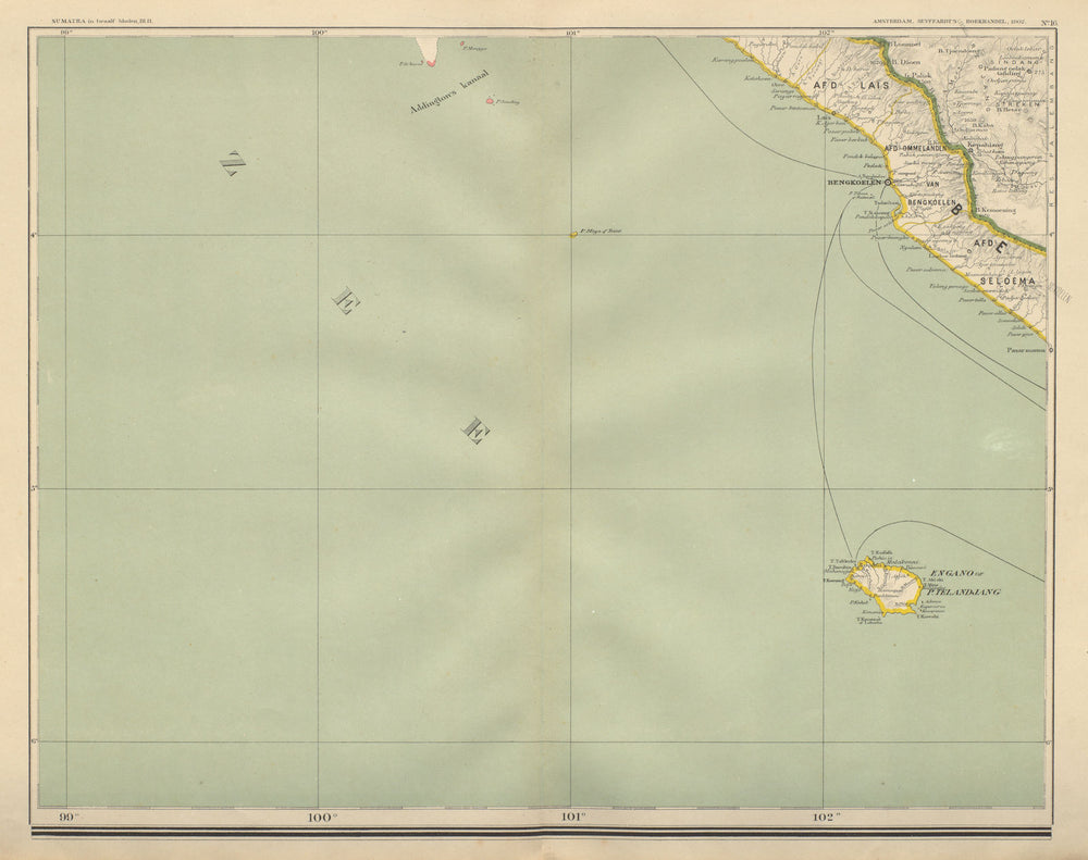 DUTCH EAST INDIES Indonesia SUMATRA Bengkulu Enggano DORNSEIFFEN 1902 old map
