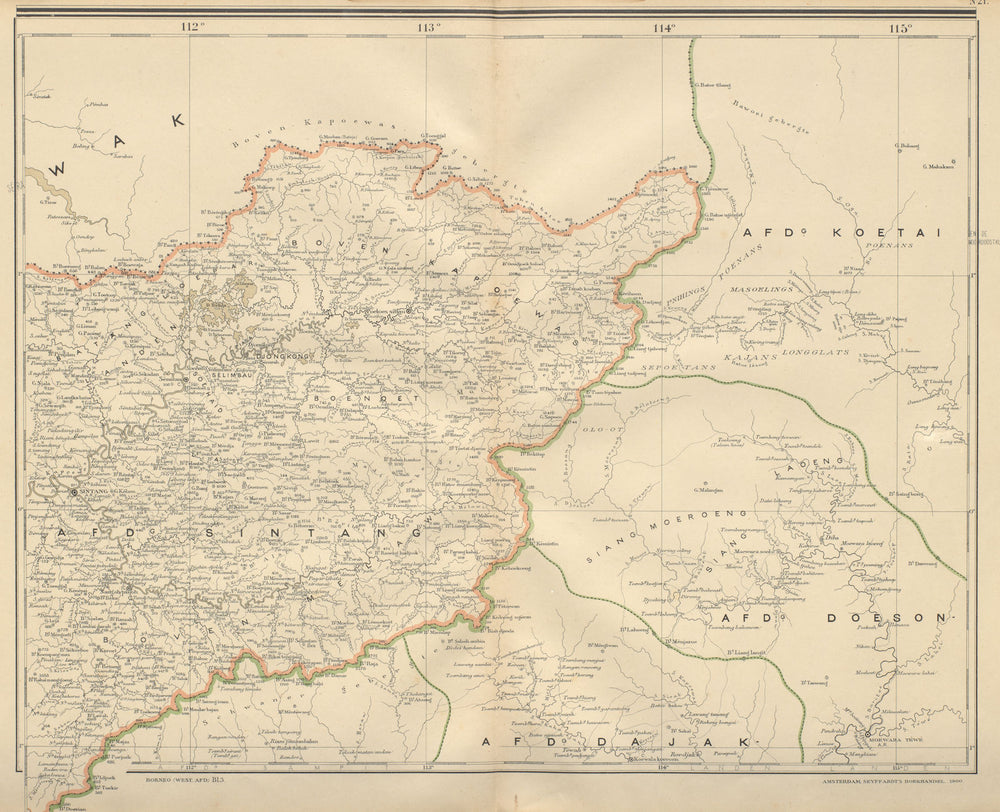 DUTCH EAST INDIES Central Borneo West Kalimantan Indonesia DORNSEIFFEN 1902 map