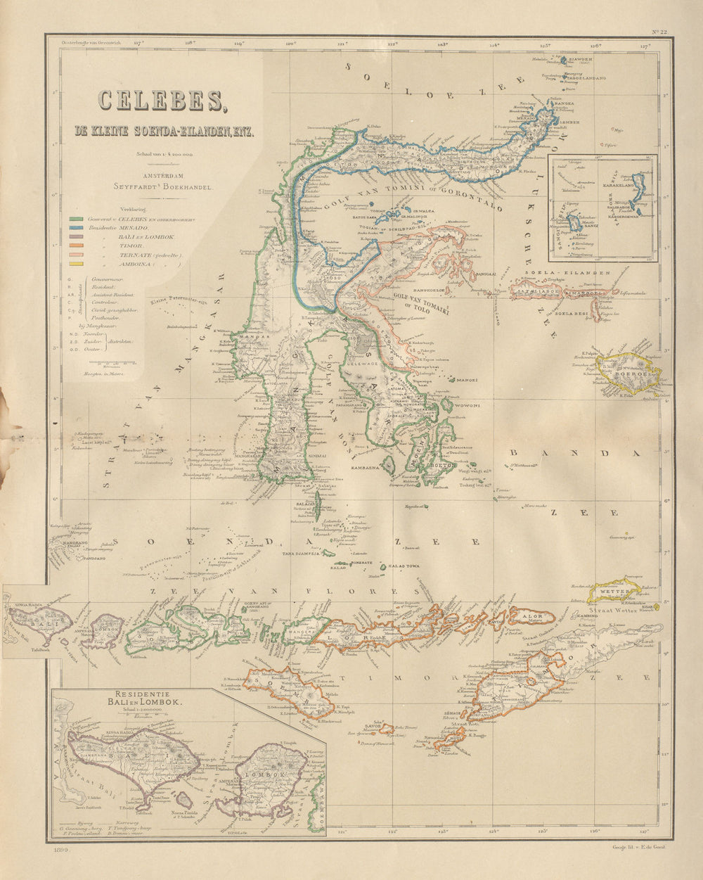 DUTCH EAST INDIES Celebes Sulawesi Lesser Sunda Isles Bali DORNSEIFFEN 1902 map