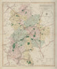 Bedfordshire antique county map by J & C Walker. Railways & boroughs 1868