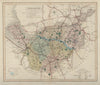Cheshire antique county map by J & C Walker. Railways & boroughs 1868 old