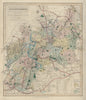 Gloucestershire antique county map by J & C Walker. Railways & boroughs 1868