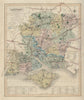 Hampshire antique county map by J & C Walker. Railways & boroughs 1868 old
