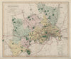 Middlesex antique county map by J & C Walker. Railways & boroughs 1868 old