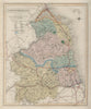 Northumberland antique county map by J & C Walker. Railways & boroughs 1868