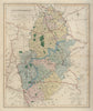 Nottinghamshire antique county map by J & C Walker. Railways & boroughs 1868