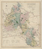 Oxfordshire antique county map by J & C Walker. Railways & boroughs 1868