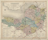 Somersetshire antique county map by J & C Walker. Railways & boroughs 1868