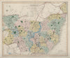 Suffolk antique county map by J & C Walker. Railways & boroughs 1868 old