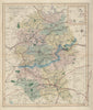 Wiltshire antique county map by J & C Walker. Railways & boroughs 1868 old