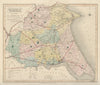 East Riding of Yorkshire antique county map by J & C Walker. Railways 1868