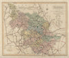 West Riding of Yorkshire antique county map by J & C Walker. Railways 1868