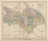 North Riding of Yorkshire antique county map by J & C Walker. Railways 1868