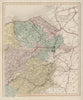 Denbigh Flint Merioneth Montgomeryshire antique map. WALKER. Railways 1868