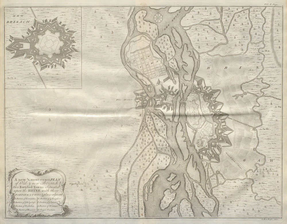 A… plan of old & new Brisach. Neuf-Brisach & Breisach. DU BOSC 1736 map