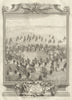 The Sea Fight of Malaga August 13, 1703. Spain 1736 old antique print picture