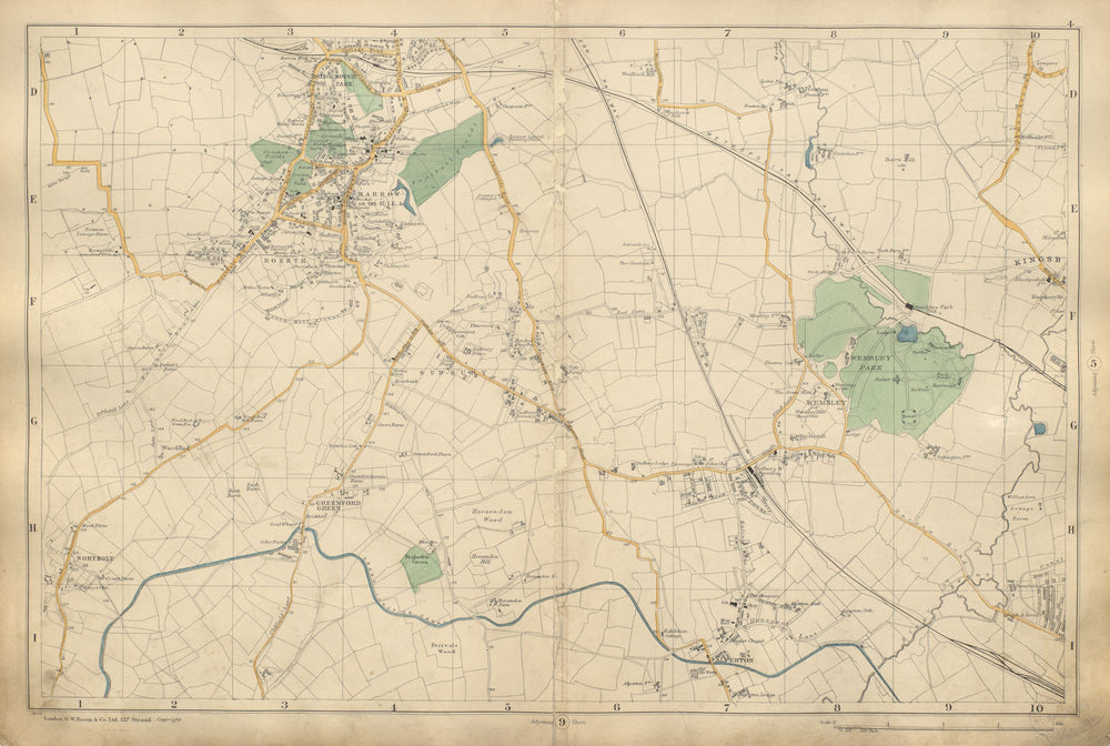 HARROW WEMBLEY BRENT Sudbury Greenford Kenton Northolt Alperton BACON 1900 map