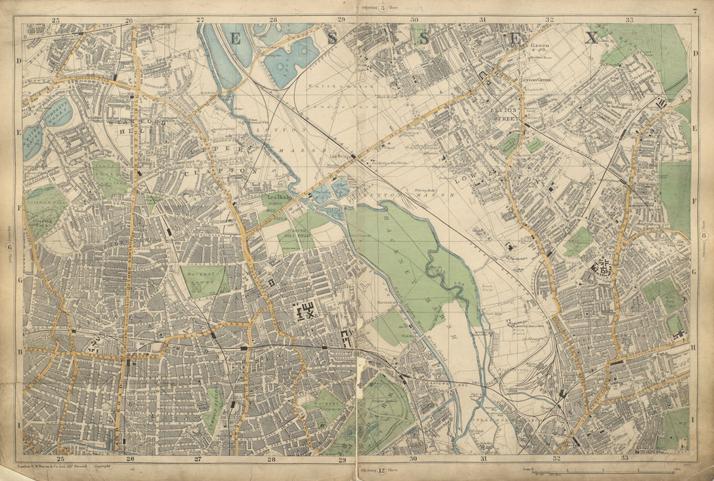 HACKNEY STRATFORD LEYTON/STONE STOKE NEWINGTON Dalston Clapton BACON 1900 map