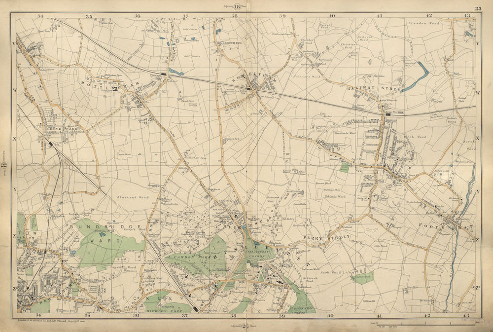 CHISLEHURST Eltham Mottingham Bromley Sidcup Catford Foots Cray BACON 1900 map