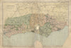 SUSSEX County map Parliamentary constituencies railways divisions BACON 1900
